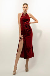 Shanghai Night Velvet Midi Dress