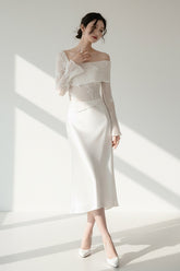 Butterfly Melody Wool Top - White