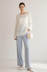 Stay Open Knit Mohair Sweater - White