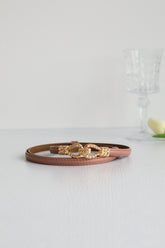 Ear of Wheat Leather Belt - Pink