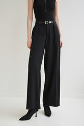 Athena Acetate Wide Leg Pants - Black