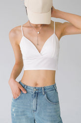 Heartline Acetate Shirred Bra Top - White