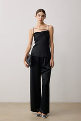 Gala Acetate Satin Pants - Black