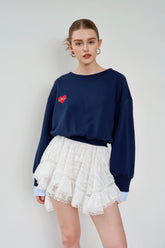 Indigo Embroidered Top