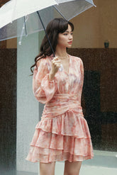 La Vie En Rose Chiffon Mini Dress