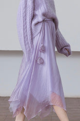 Lavender Haze Chiffon Midi Skirt