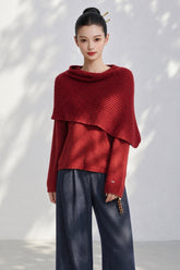 Merlot Wool Sweater - With Matching Cape