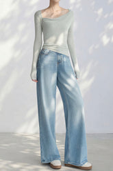 Yellow Diamond Rhinestone Embellished Wide Leg Jeans