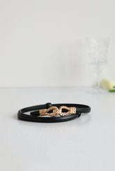Ear of Wheat Leather Belt - Black