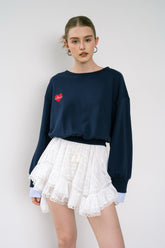 Indigo Embroidered Top