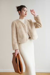 Nicole Faux Fur Coat - Beige