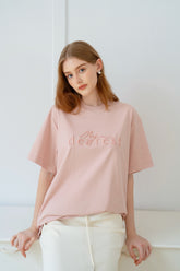 Pastel Embroidered Jersey T-Shirt - Pink