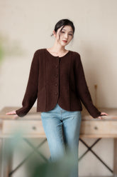 Eloise Wool And Raccoon Yarn Cardigan - Brown
