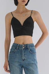 Heartline Acetate Shirred Bra Top - Black