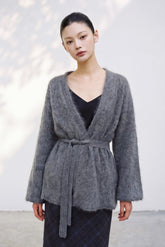 Celine Brushed Belted Wool Cardigan
