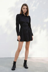 Fantasy Lace Up Satin Dress - Black