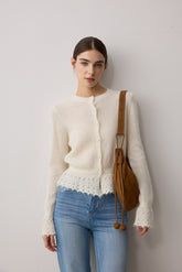 Soft Fleur Alpaca And Wool Cardigan - White