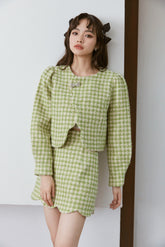 Scallop Wool Checked Set