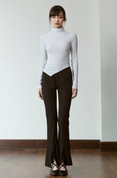 Second Cue Flared Leg Pants - Black