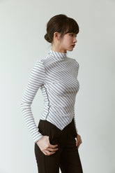 Bias Stretch Jersey Striped Top