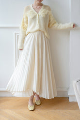 Ivory Pleated Maxi Skirt