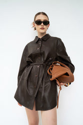 Albie Leather Shirt - Brown