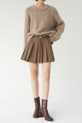 Cappuccino Pleated Mini Skirt