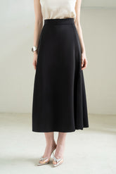 Power Satin Slide-Split Skirt