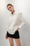 Nancy Cable Knit Vest - White