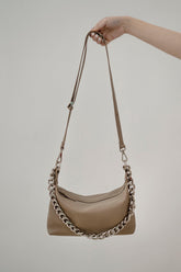 REY LEATHER SHOULDER BAG - BROWN