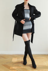Mix And Match Belted Trench Coat - Black
