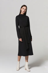 NOBODY ELSE BELTED STRETCH KNIT DRESS - BLACK-DRESS-My Dearest