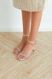 Crystal Leather Sandals-White