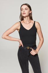 GIGI RIBBED KNIT TANK TOP - BLACK-TOPS-My Dearest