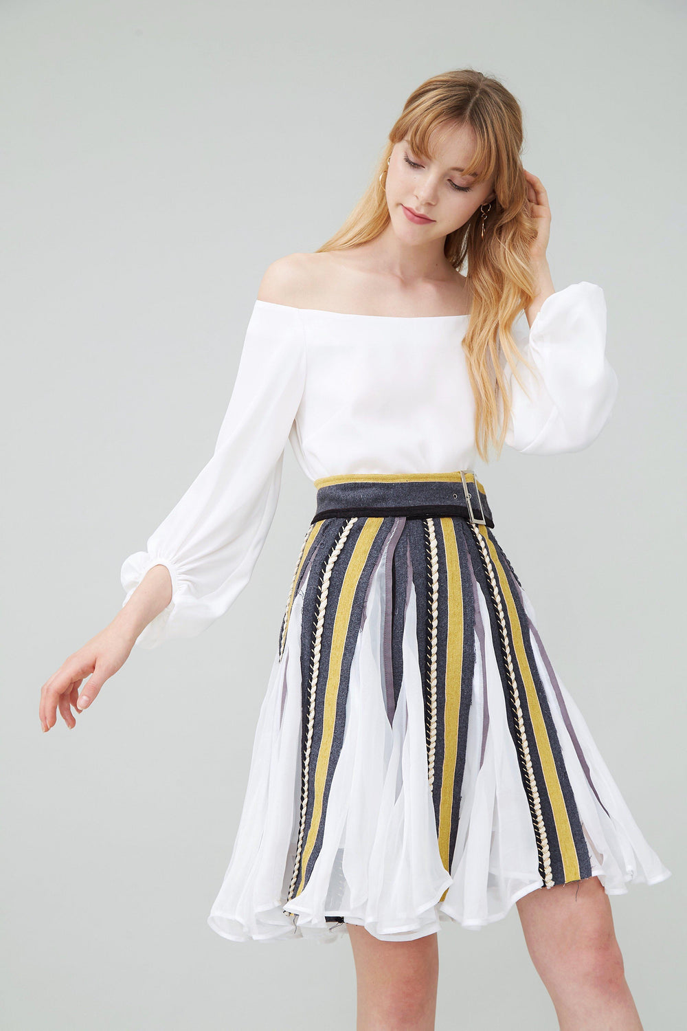 ALICE IN WONDERLAND WOOL AND CHIFFON WRAP SKIRT-SKIRTS-My Dearest