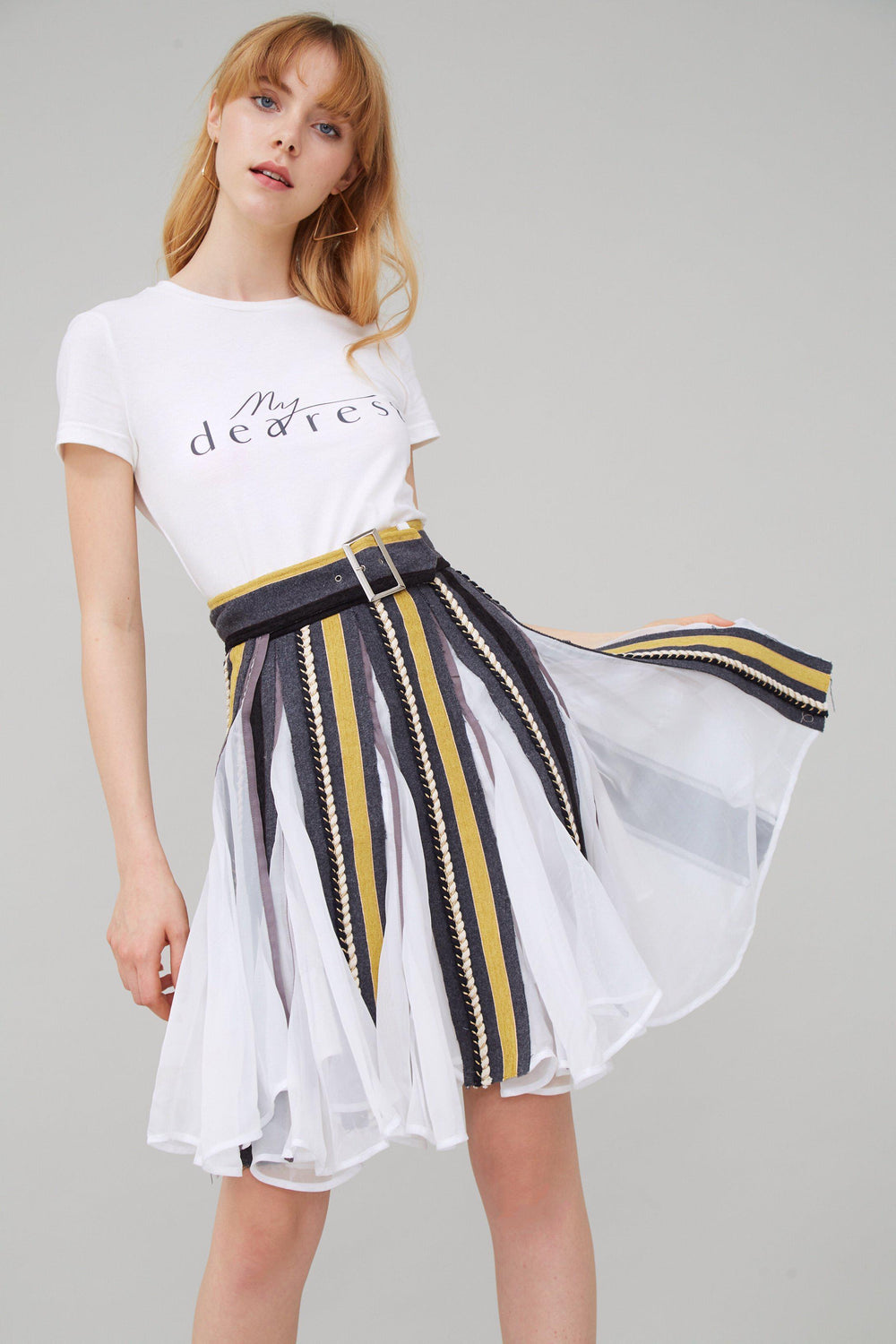 ALICE IN WONDERLAND WOOL AND CHIFFON WRAP SKIRT-SKIRTS-My Dearest