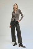 Eira Wool Blend Wide Leg Pants - Grey