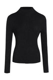 Flicker Wool Mock Neck Top - Black