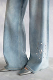Firework Embellished Wide Leg Jeans