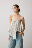 Half Shirt Cotton Checked Top / Wrap Skirt