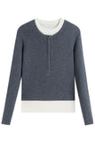 Tabitha Layered Two Tone Wool Top - Grey