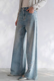 Firework Embellished Wide Leg Jeans