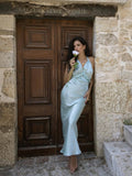 Tiffany Acetate Halterneck Maxi Dress