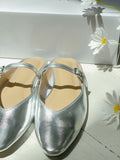 Lily Leather Slippers - Silver