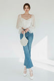Rose Scent Lace Trimmed Silk And Tulle Top