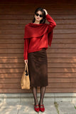 Merlot Wool Sweater - With Matching Cape