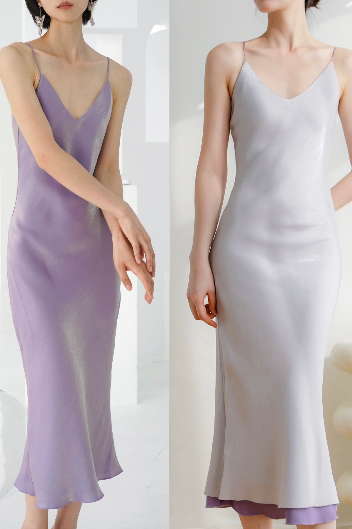 Daydream Reversible Satin Dress - Purple