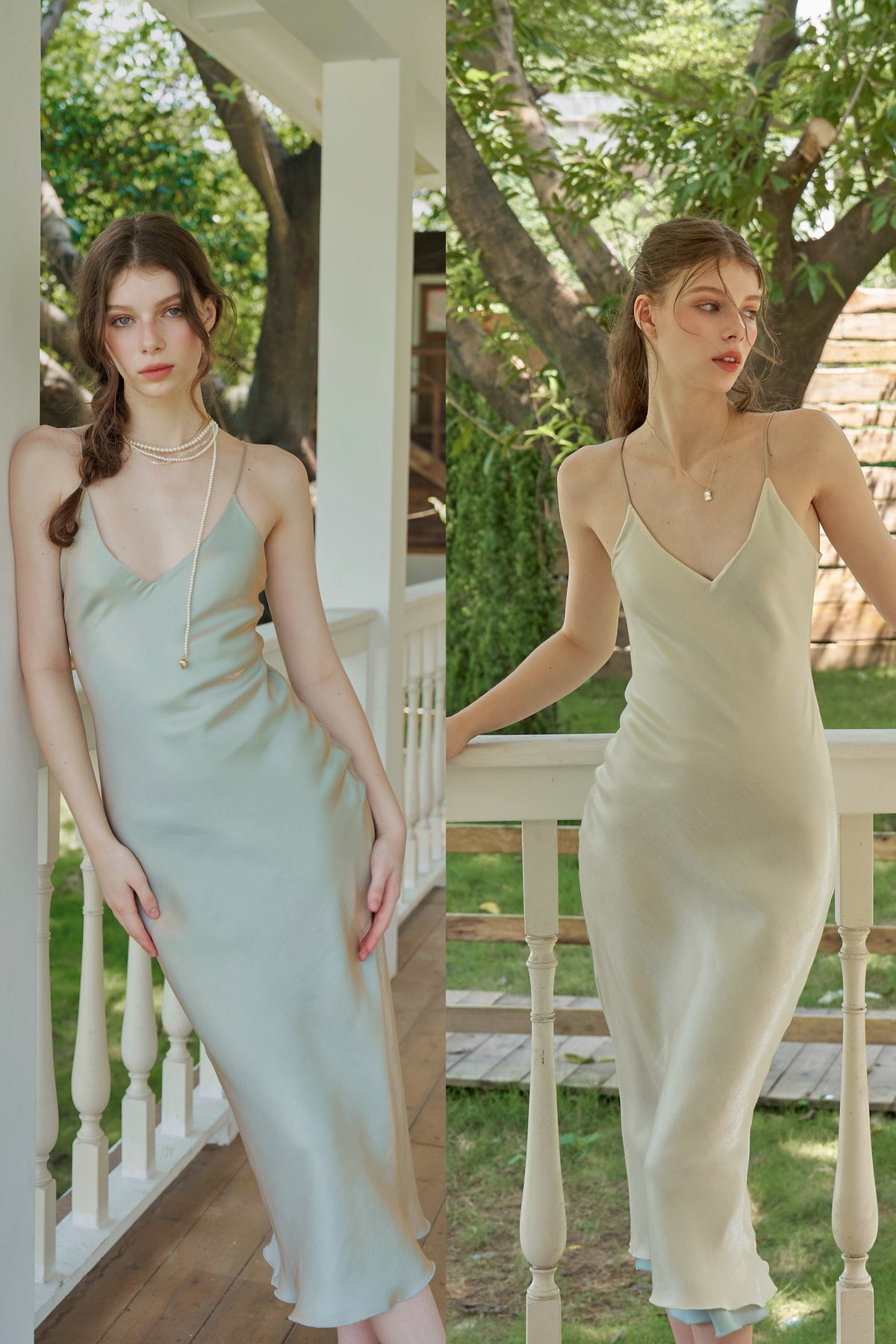 Daydream Reversible Satin Dress - Green