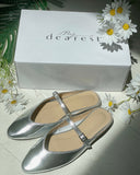 Lily Leather Slippers - Silver