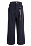 Flex Wool Wide Leg Pants - Navy